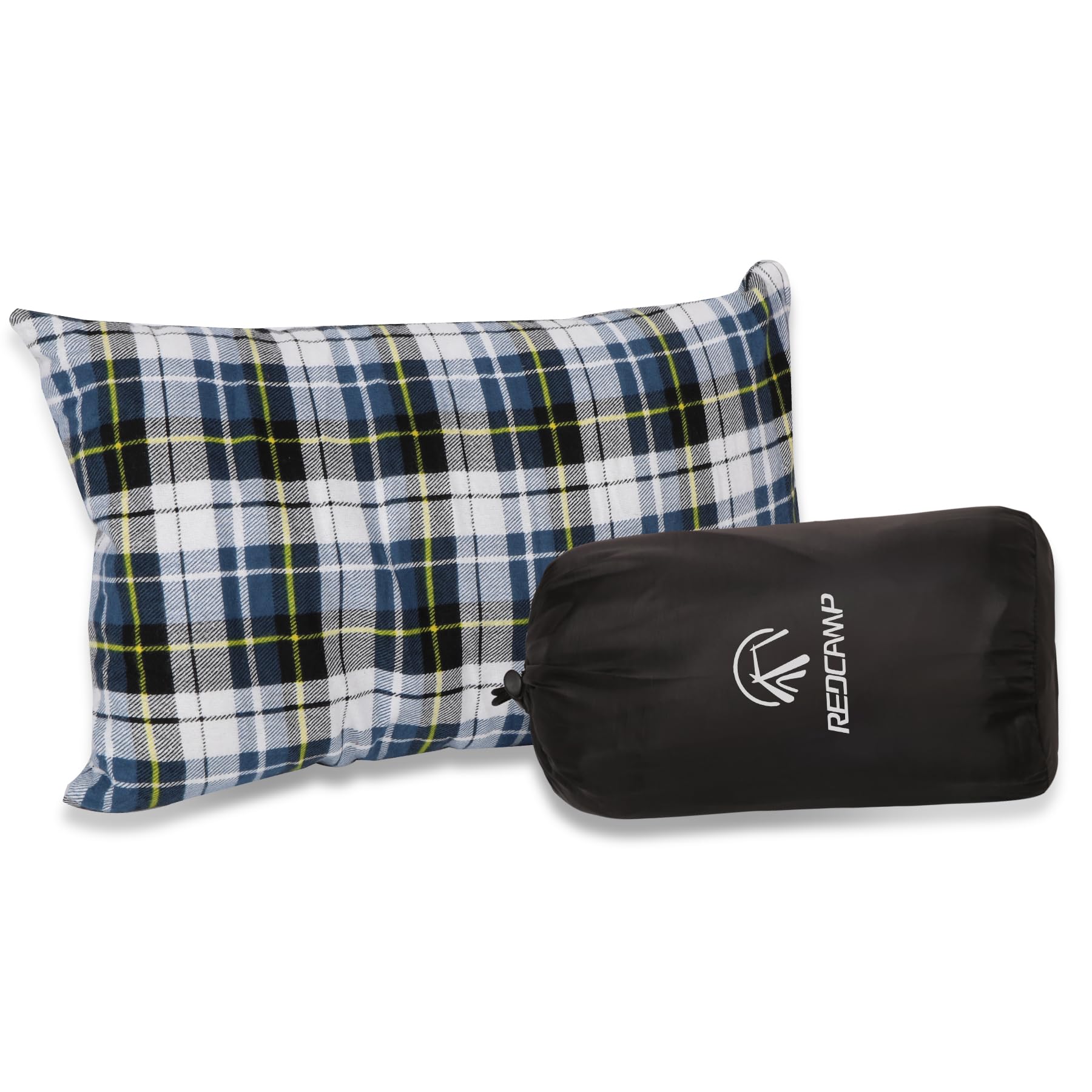 REDCAMP 30x40/50cm Camping Kopfkissen Komprimierbar, Campingkissen Weich Leicht, Reise Kissen Cover Pillow Outdoor, Kleines Kissen Blau Rot Grau Grün Mehrweg… (Blau und Weiß)