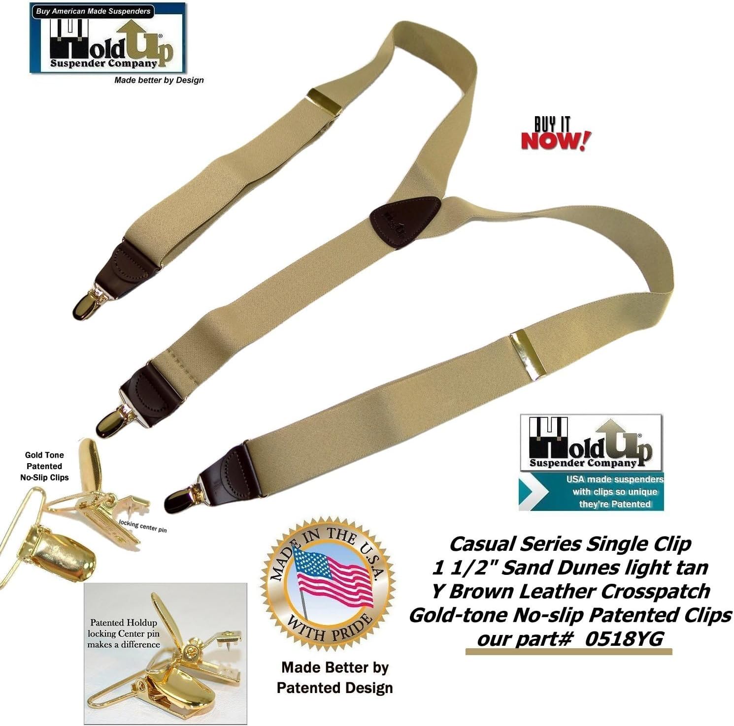 Hold-Up Suspender Company Casual Series Suspenders In the Traditional Y-Back Style with USA Patented No-Slip Clips - Image 4