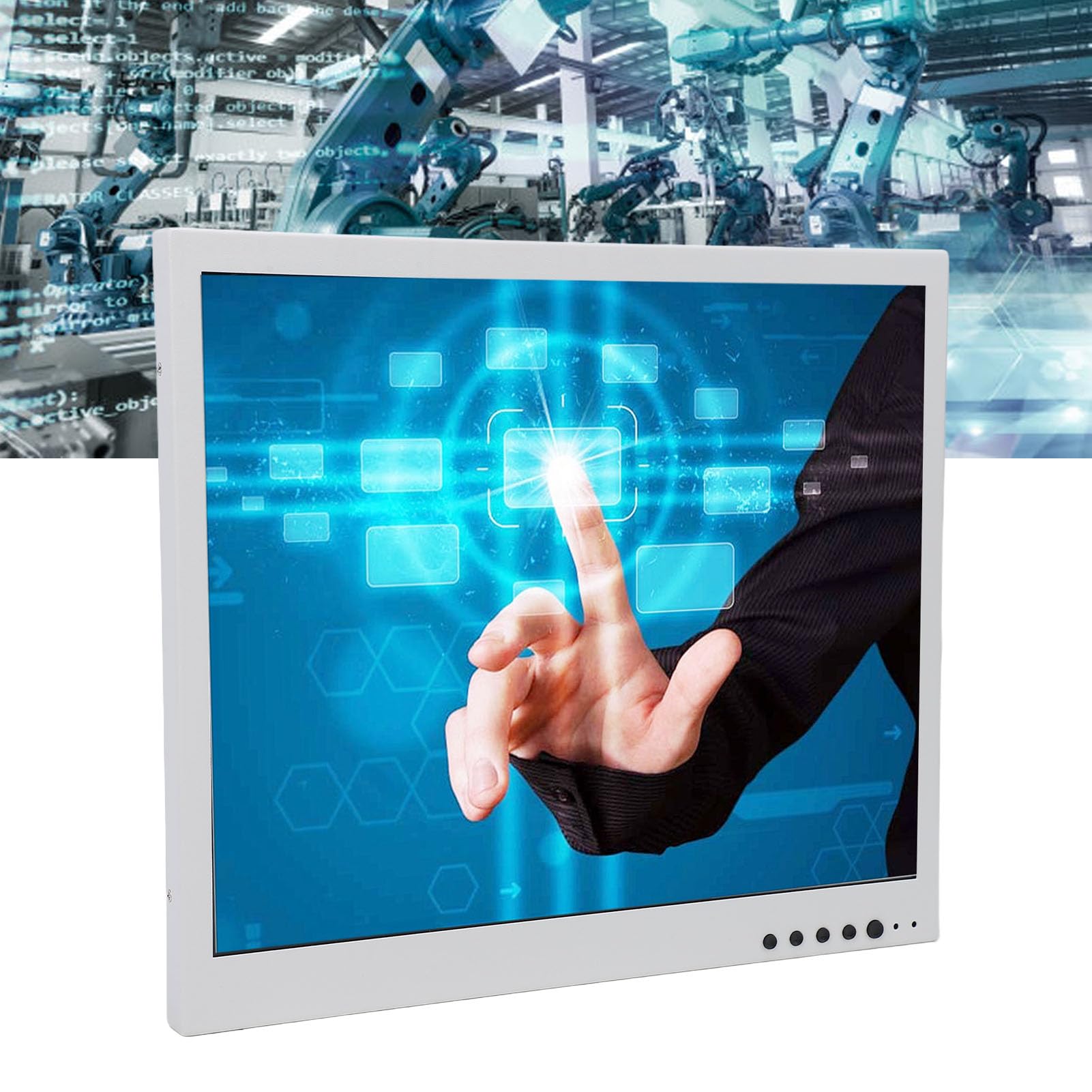 Monitor Industriale da 17 Pollici, Risoluzione VGA AV USB BNC Display Open Frame, con Molteplici Opzioni di connettività, per Pannello di Controllo di Chioschi (Spina europea)