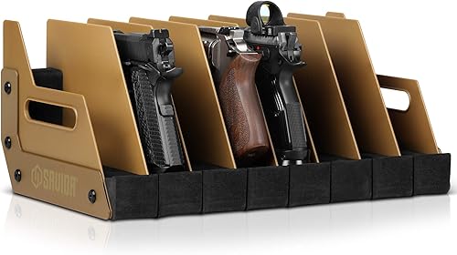 Savior Equipment - Exhibidor para pistola, revólver, arma de fuego, para 4 a 8 de la mayoría de pistolas de cañón largo, espuma acolchada para