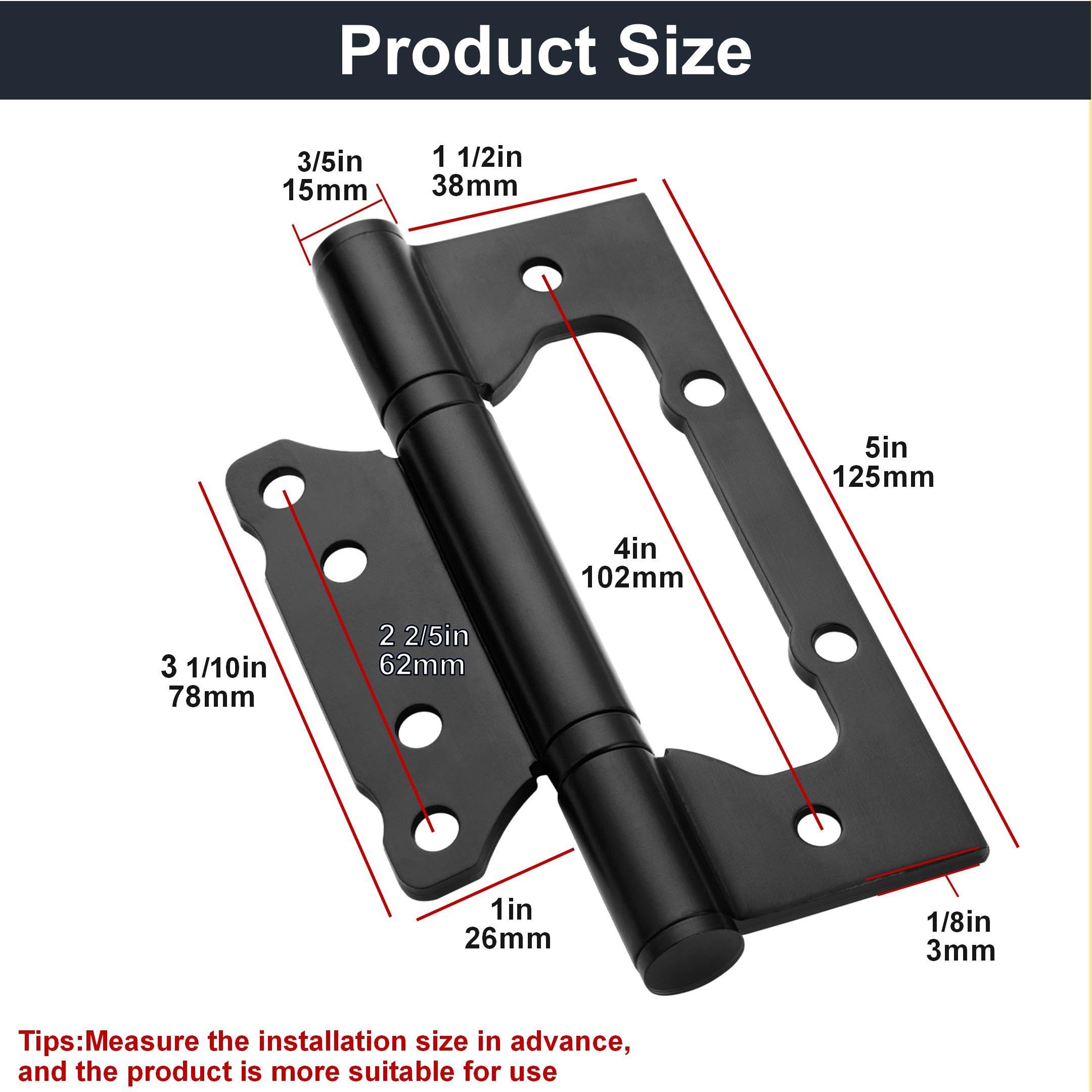 MOROBOR 6-Pack Shed Door Hinges – Heavy Duty Strap Hinges, Weather-Resistant Rustproof Black Coating, 5.66" Length