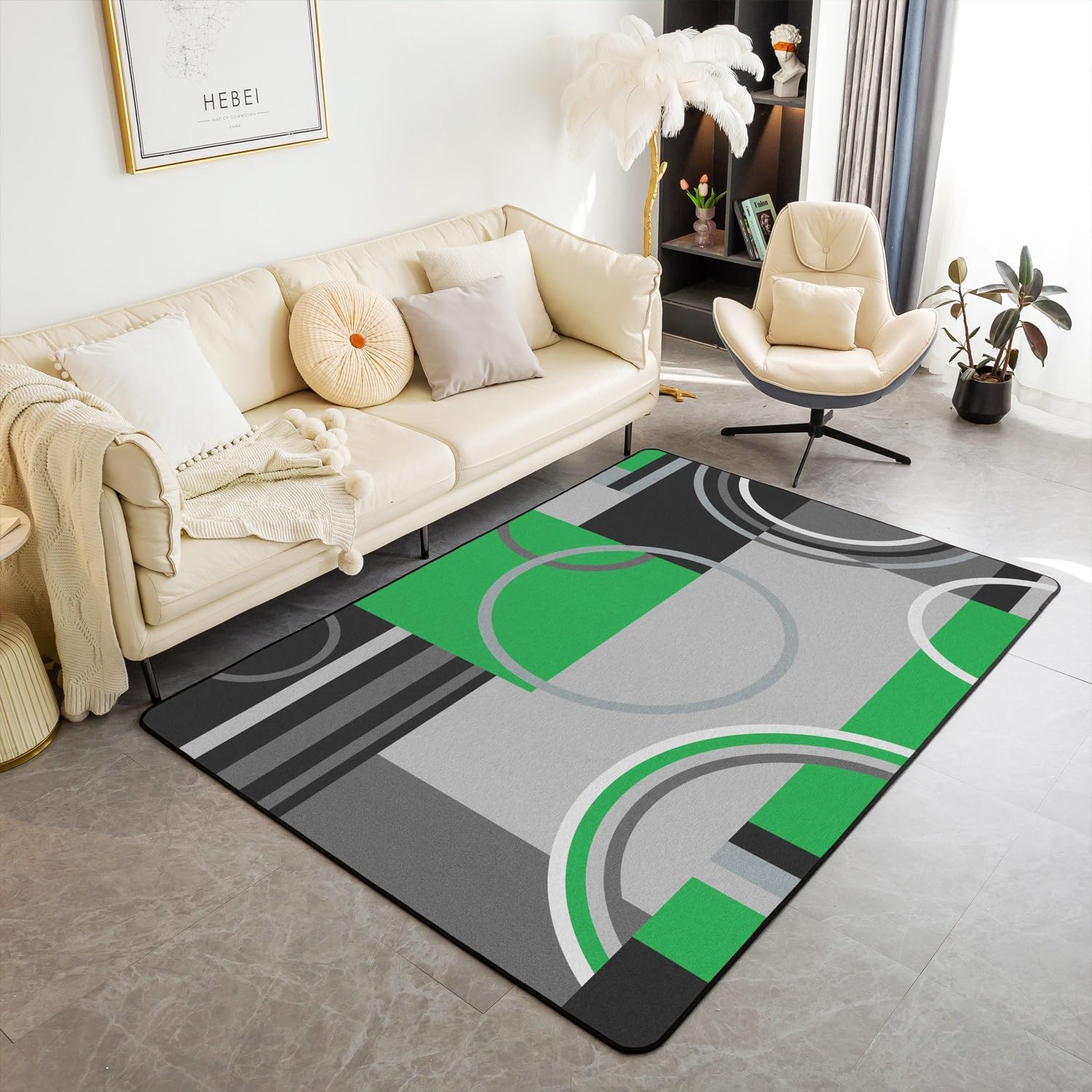Amazon.com: Peacock Green Non Slip Area Rug for Home Office Living Room ...