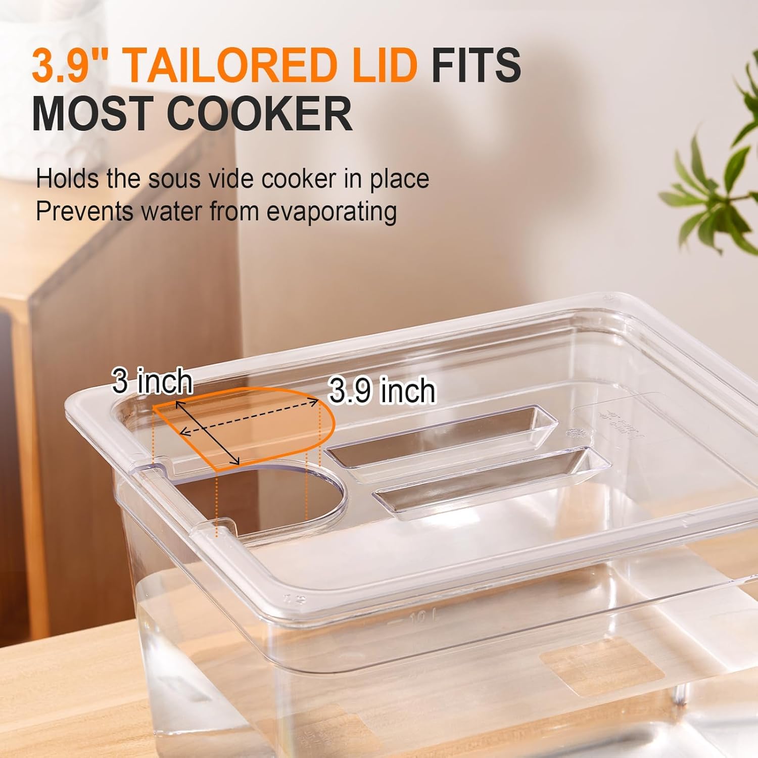 Sous Vide Container with Lid 11 Liter/12 Quarts for Virtually All Immersion Circulators Cookers Crystal Clear Transparent Polycarbonate Accessories Kit (12 Quats with Lid)