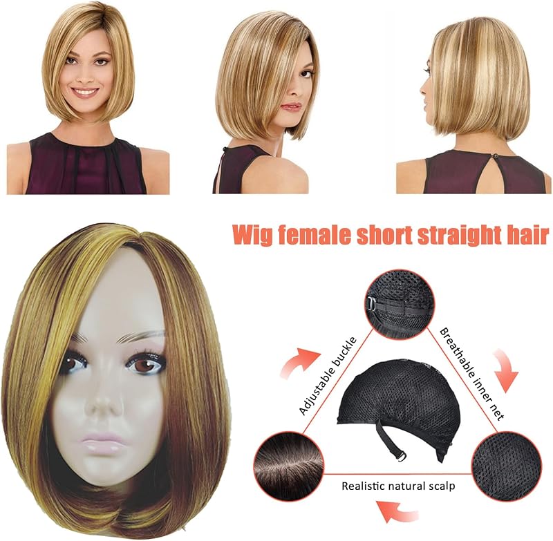 TWSOUL Szőke Bob Paróka Női Rövid Haj Lace Front Sötét Gyökerrel