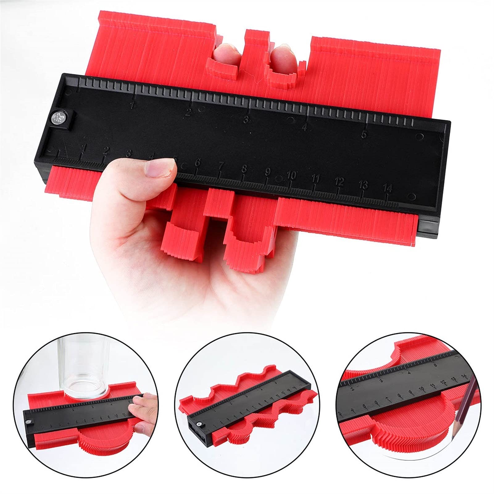 ZTBH Outils de Mesure Duplicateur de jauge de Contour de 5/10 Pouces,  Multi-Functio Contour Gauge de carrelage carrelage de Carreaux stratifiés  en Forme de Fond en Bois Ruler Travail du Bois :