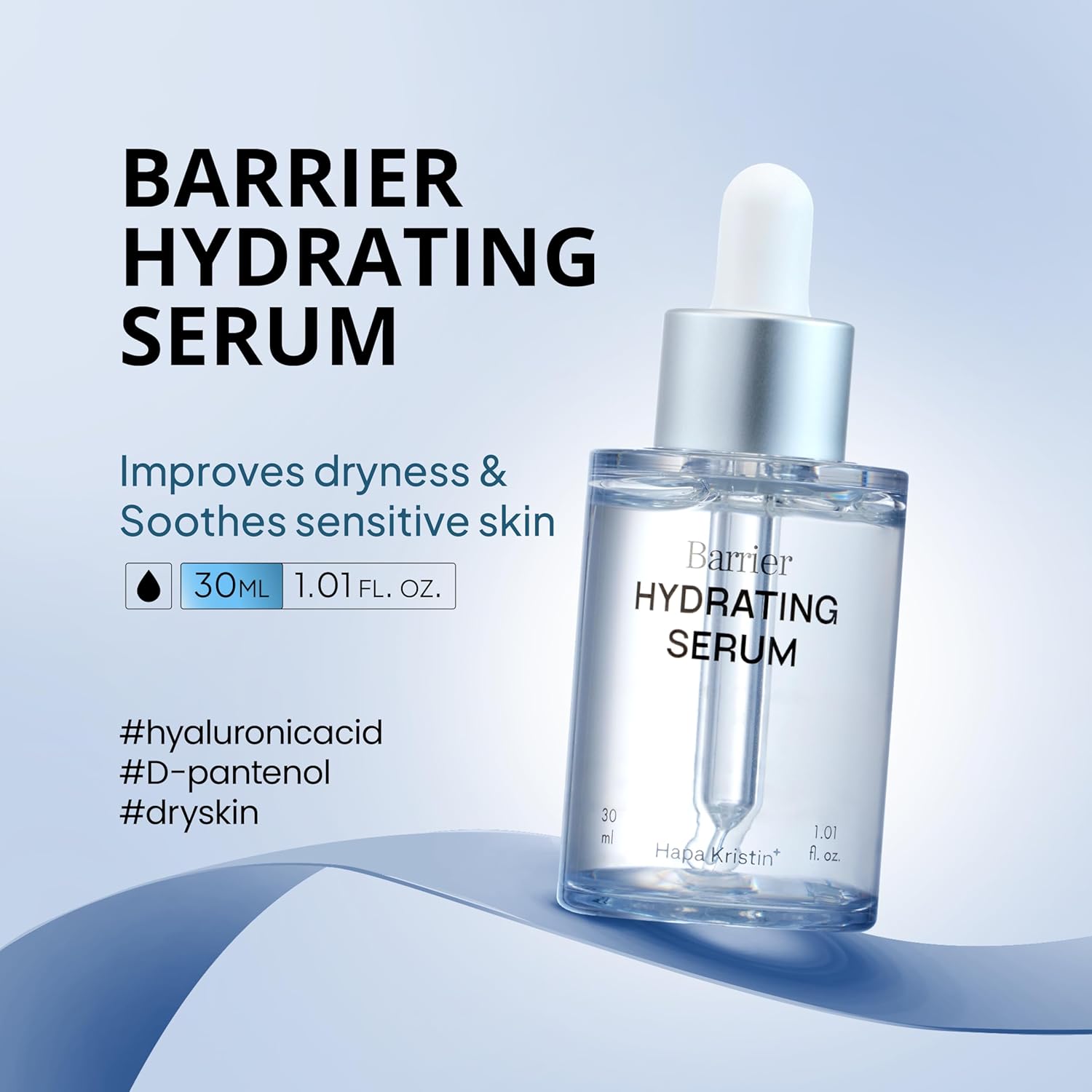 HAPA KRISTIN Hydrating Serum, Barrier Repair with Ceramide + Panthenol, Hyaluronic Acid Moisture Booster for Dry & Sensitive Skin, Fast Absorbing, Fragrance Free, Korean Skincare, 1.01 Fl Oz - Image 2