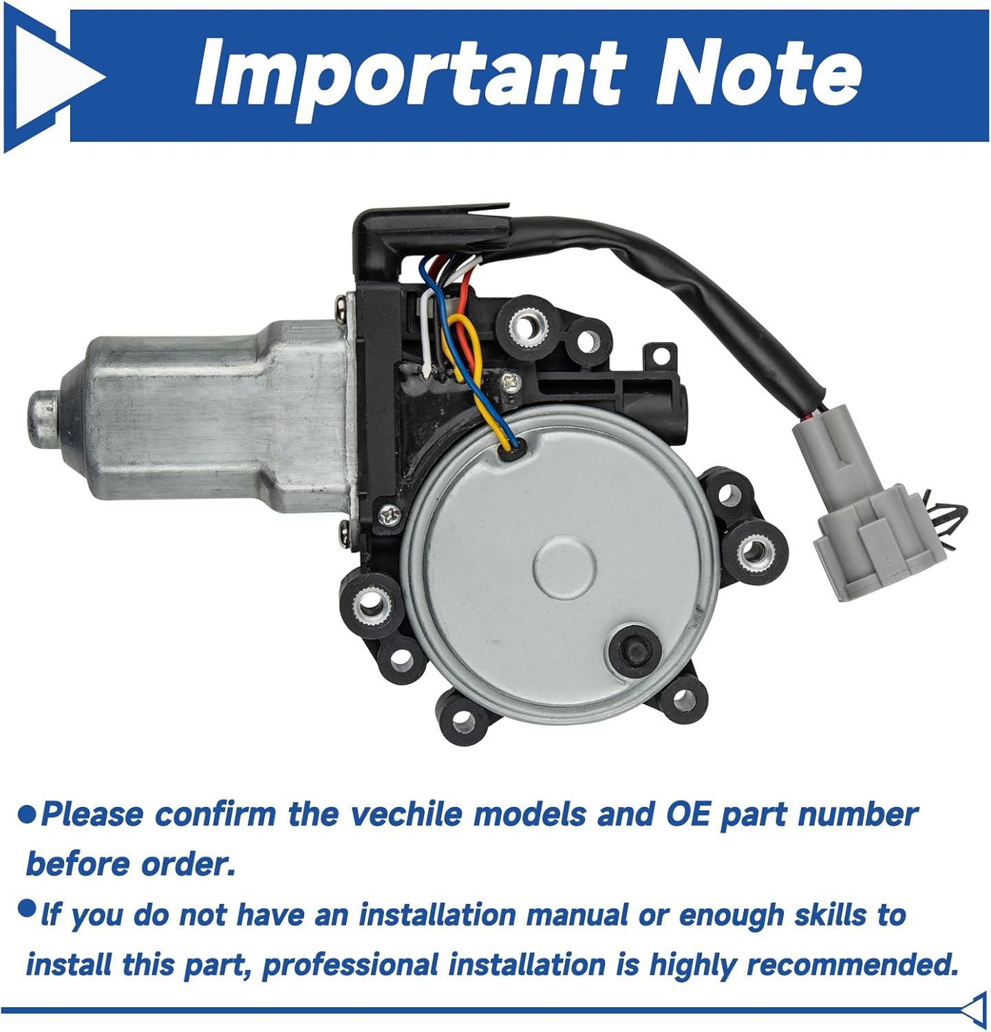 Obaee Window Lift Motor Front Right Passenger Side Compatible with Infiniti QX56 2004-2010, Nissan Armada 2005-2012, Titan 2004-2012, Pathfinder Armada 2004, Replace 80730-9FJ0A, 80730-ZT01A, 742-528