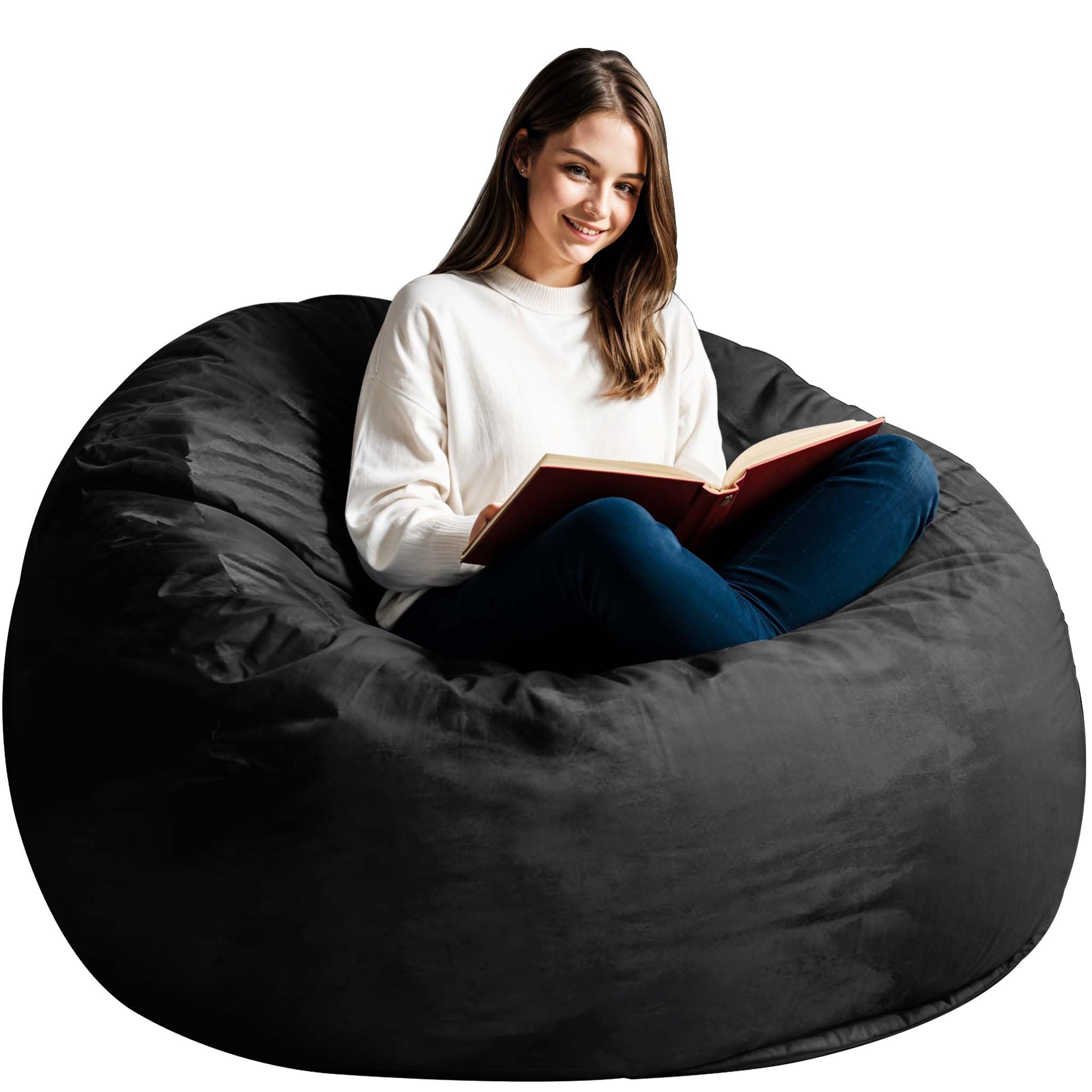 Anuwaa Removable Cover for Giant 4ft Bean Bag Chairs Black (Cover