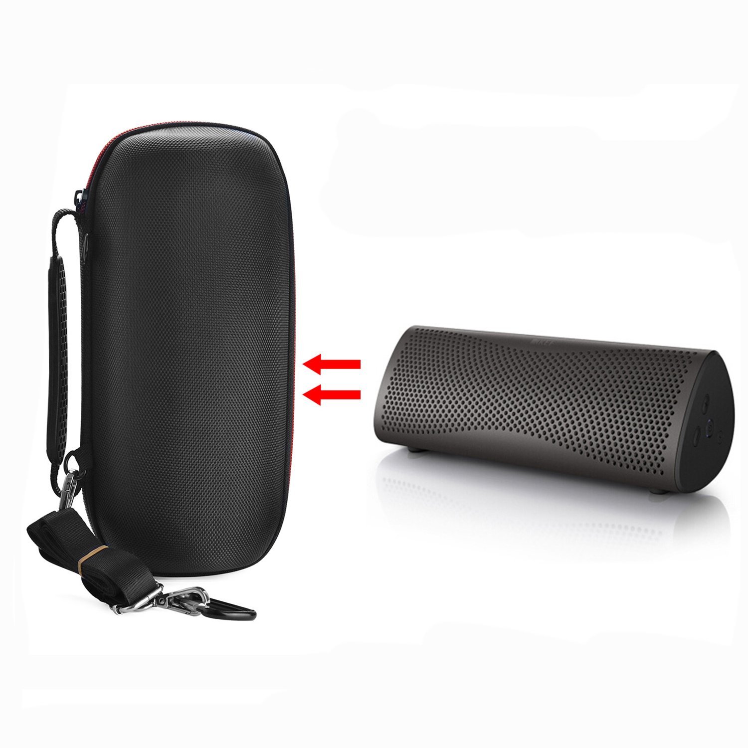 Hensych Hard Shell Travel Carrying Case Protective Storage Bag with Adjustable Shoulder Strap for KEF MUO Speaker,Black