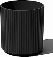 Veradek Demi Round Planter - Durable All-Weather Plastic-Concrete Pot for Porch, Patio, Backyard | 15in x 16in Modern Plant Décor