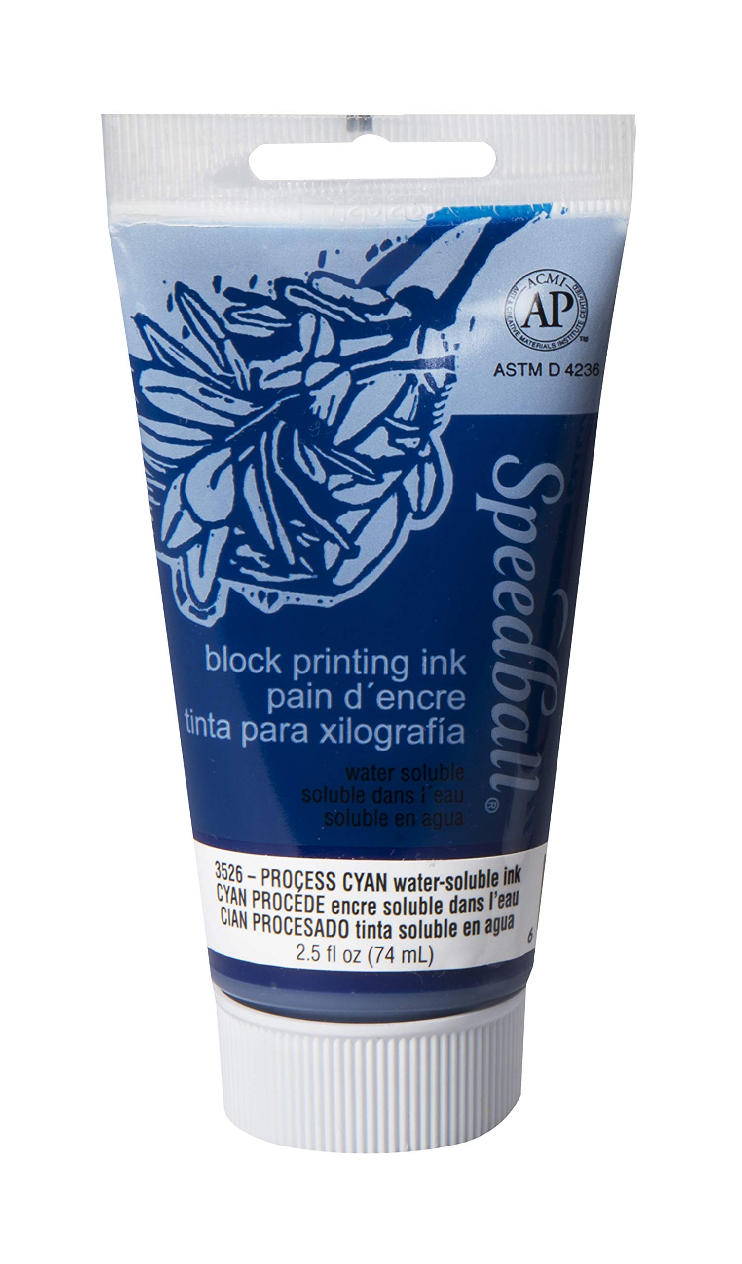 Speedball 75ml 2.5oz Water-Soluble Block Ink Process Cyan for Block Printing, Lino Printing, Screen Printing, for Artists