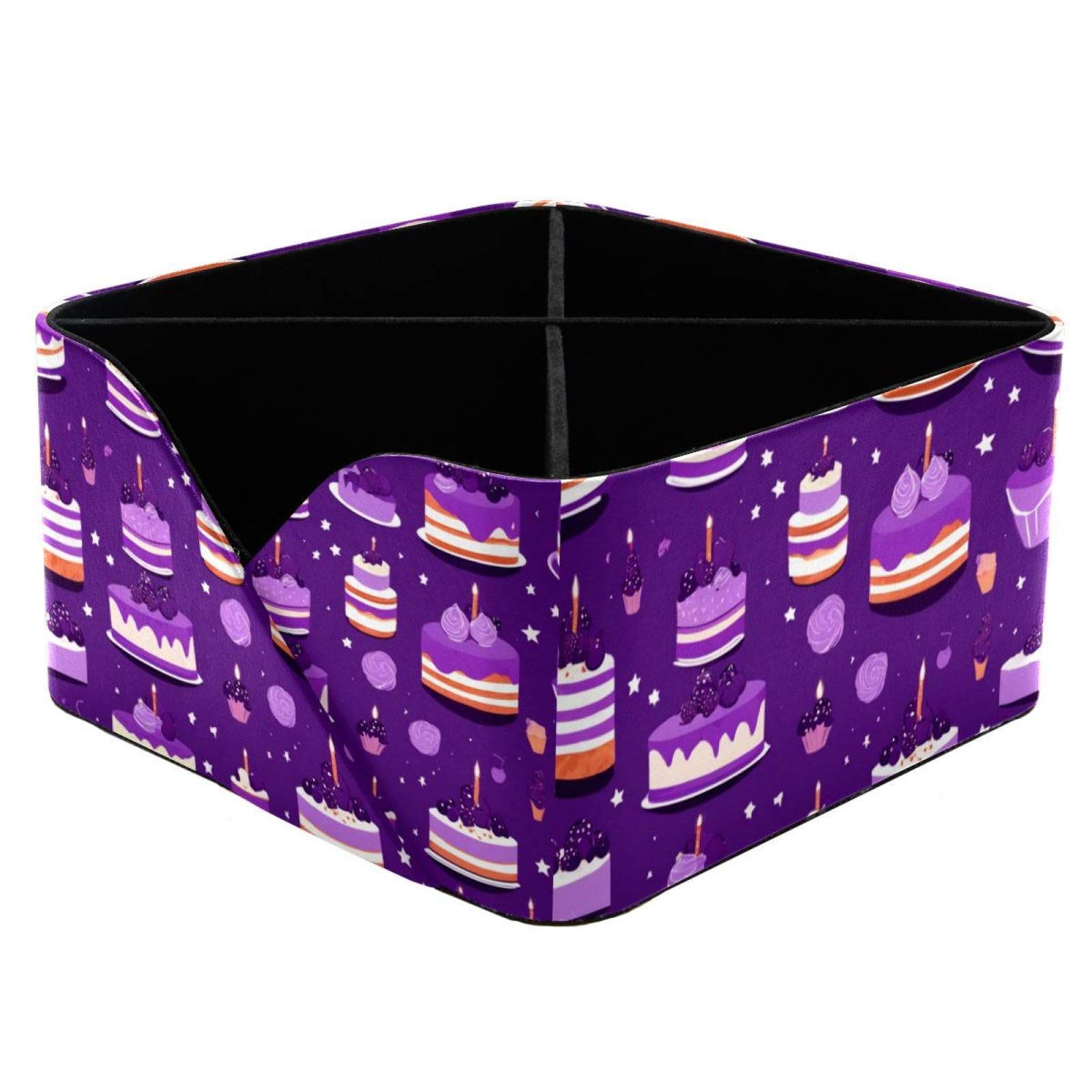 Cosmétiques et papeterie violette organisés dans cette boîte pour filles