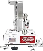 Vista 10 de Weigh Safe Soporte de bola de enganche de remolque ajustable, enganche de caída ajustable de 8 pulgadas para receptor de 2 pulgadas con 4 piezas