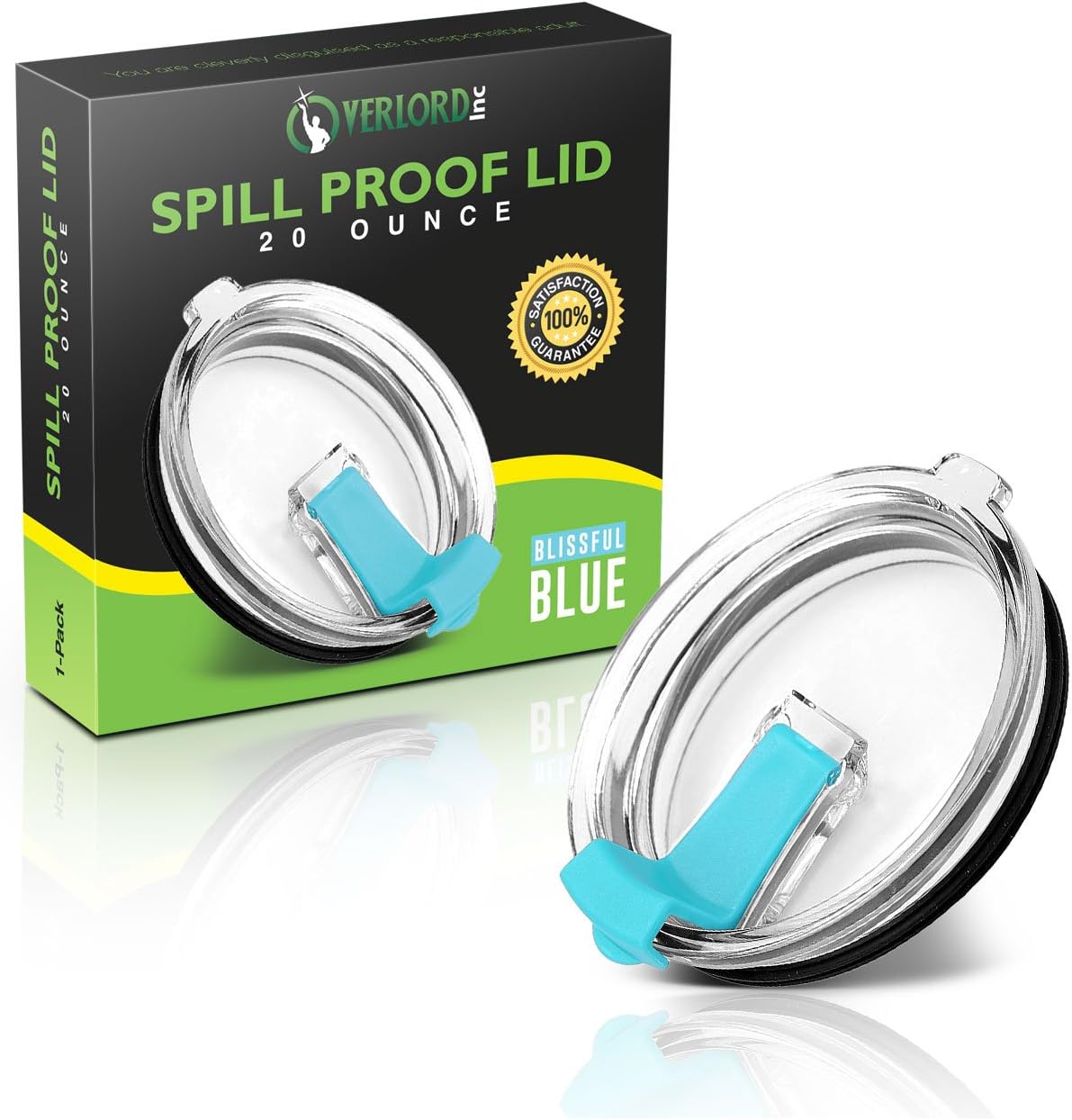 PREMIUM SPILL PROOF Lids Replacement Tumbler Lid, Straw Friendly Flip Top that is Leak and Splash Spillproof That Closes for Yeti Rambler, RTIC Lowball, Ozark Trail Cup (BLISSFUL BLUE, 10/20 oz)