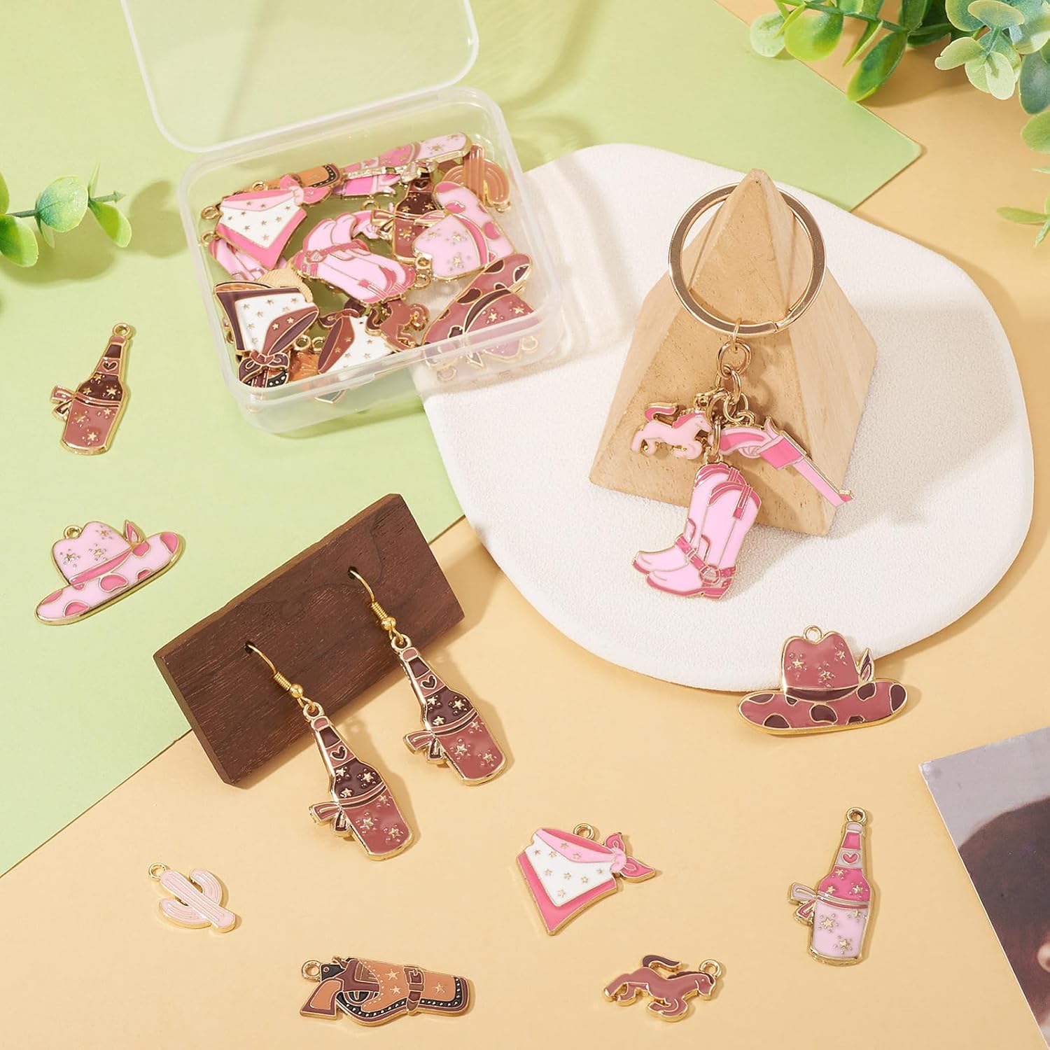 28Pcs West Cowboy Cowgirl Charms for Jewelry Making Alloy Enamel Western Charms Cactus Scarf Boot Horse Hat Metal Dangle Pendants for Bracelet Earrings Keychain Purse Bag Charm Kit - Image 2