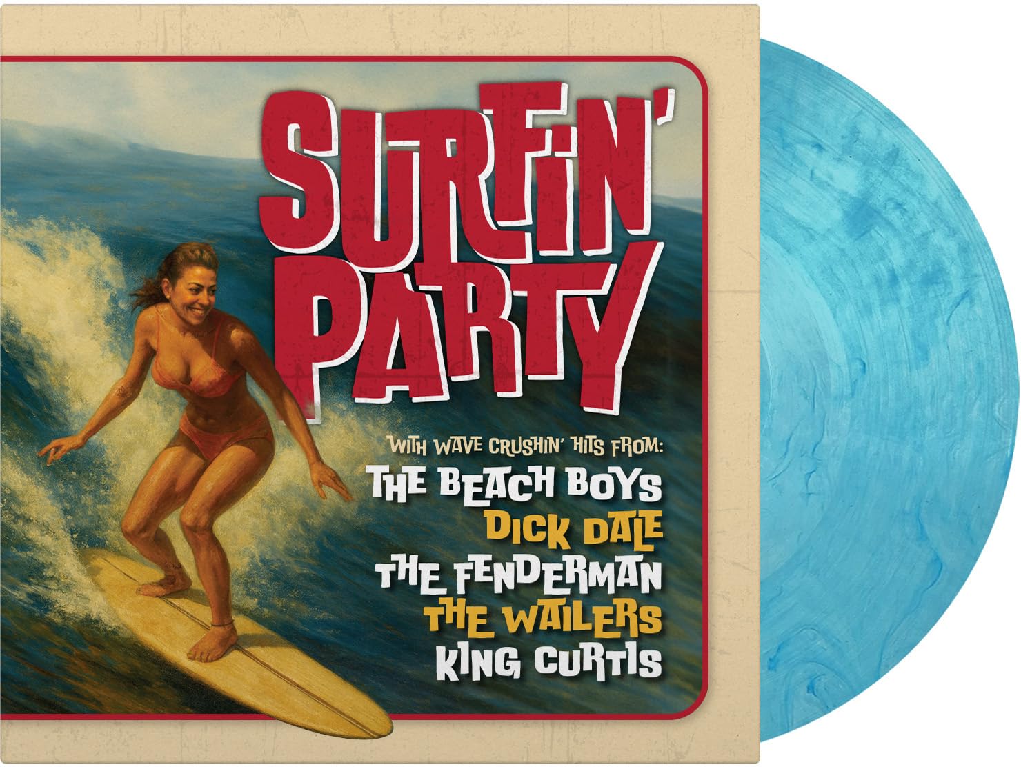 VARIOUS - Surfin' Party - CRYSTAL CLEAR & BLUE VINYL LP