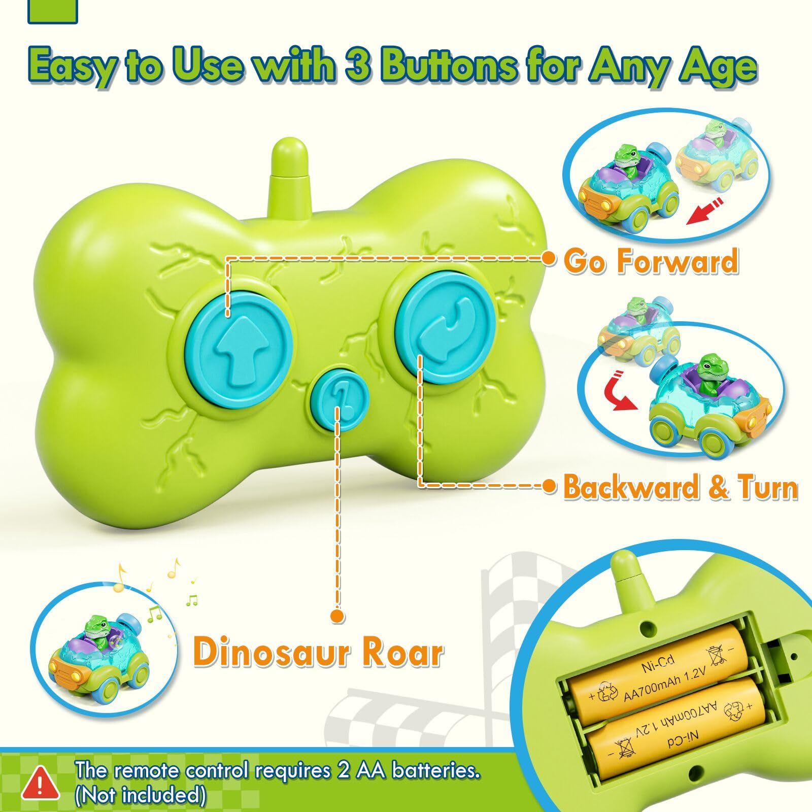 Lehoo Castle Coche Teledirigido Niños 3 Años, Dinosaurios Juguetes con Luces y Música, Juguete Niño 3 4 5 6 7 Años - 5