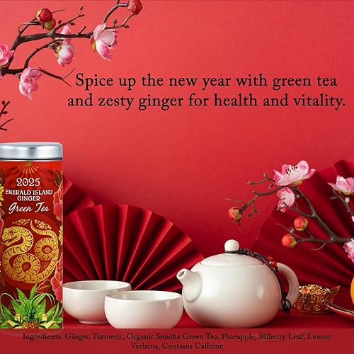 Miniatura 3 de Cesta de regalo de té chino de Año Nuevo por La Tea Dah  Té gourmet de frambuesa Oolong y té de saúco de hierbas  Regalos del año del conejo