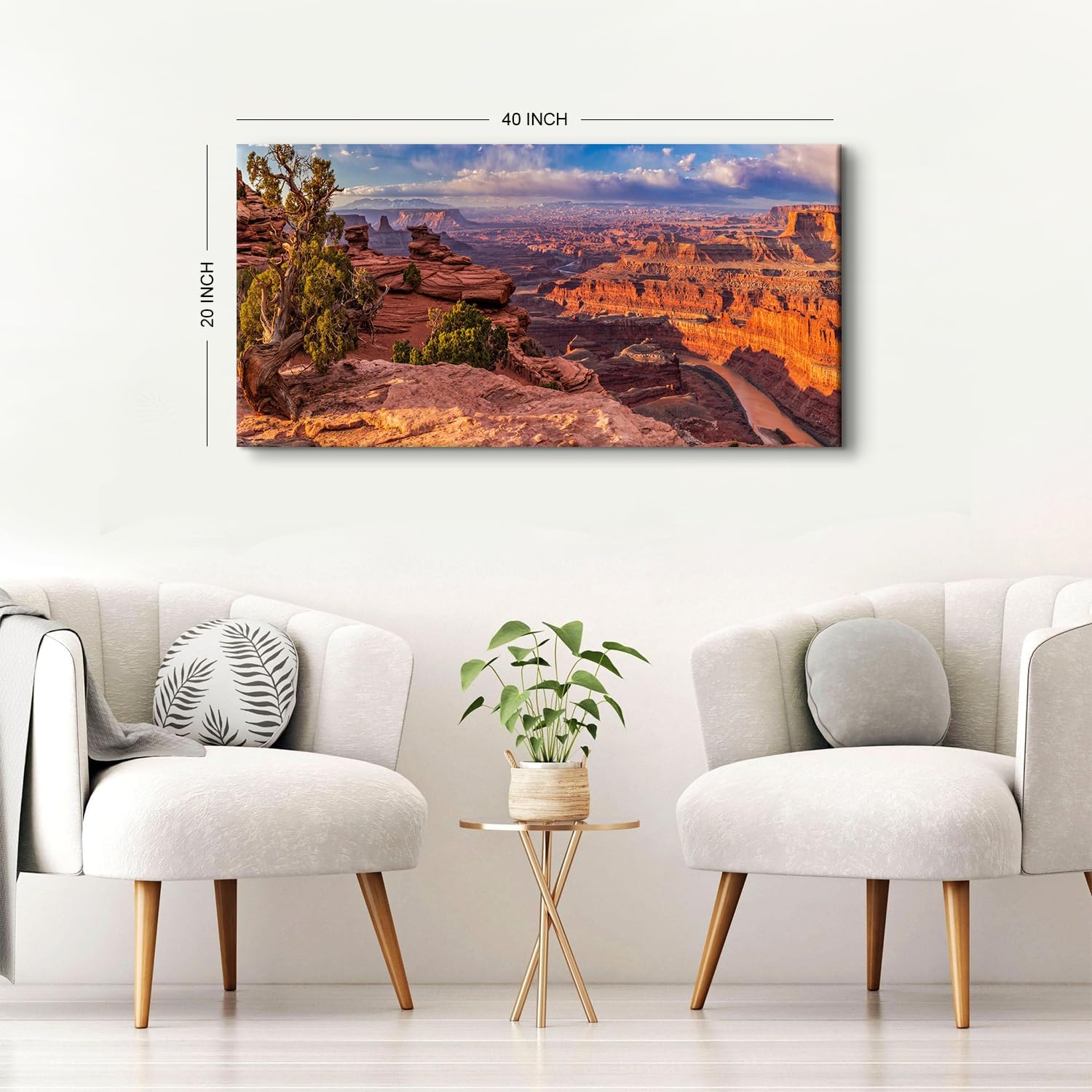 Nature Desert Canvas Wall Art for Living Room Office Grand Canyon Landscape Picture Western Mountain Scenery Wall Decor USA Western National Park Painting Poster Panorama Artwork Decorations 20x40"