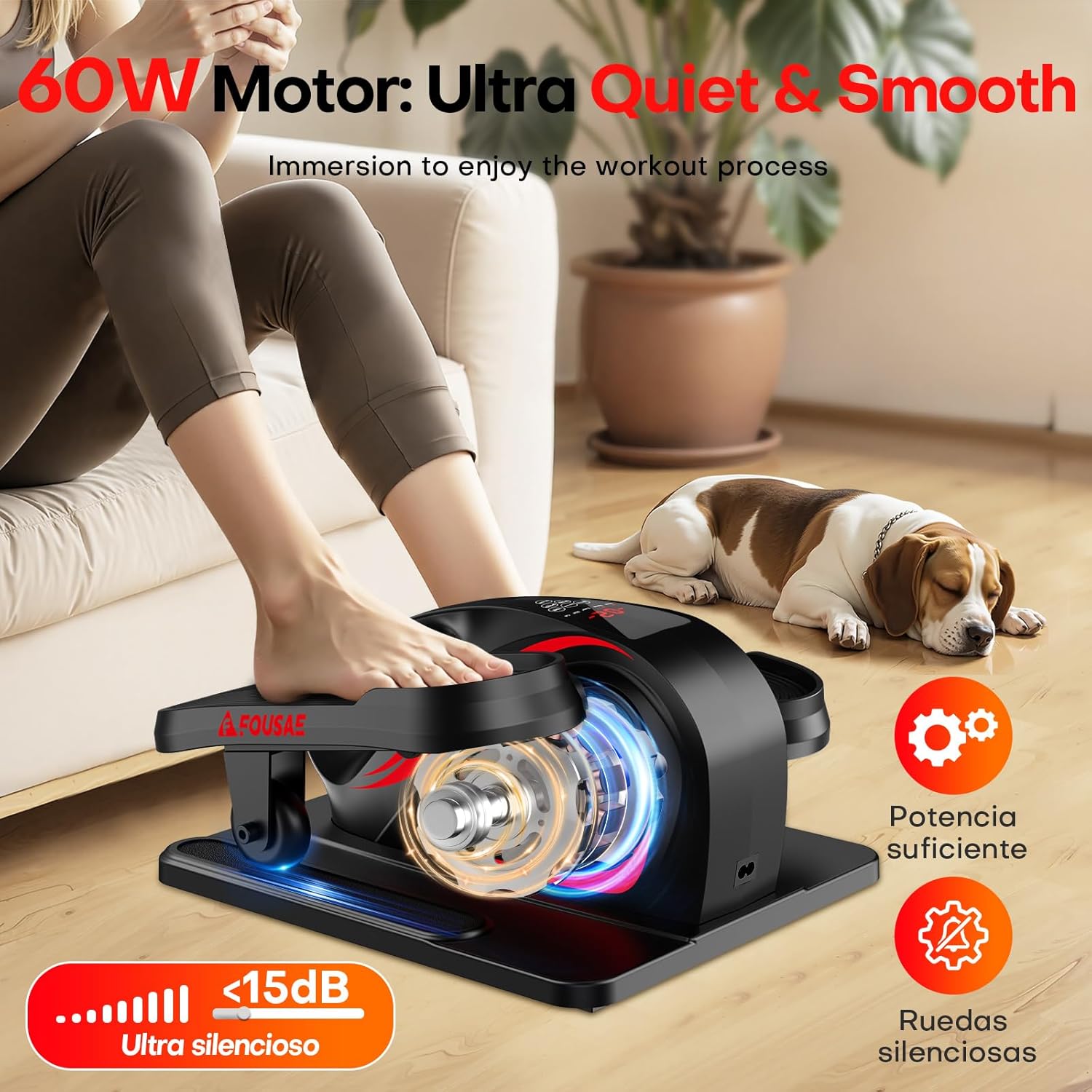 Under Desk Elliptical Machine, Electric Elliptical Leg Exerciser While Sitting for Seniors with Upgraded 15 Speeds & 12 Auto Mode, Forward & Reverse Direction, Quiet Portable Seated Pedal Exerciser - Image 5