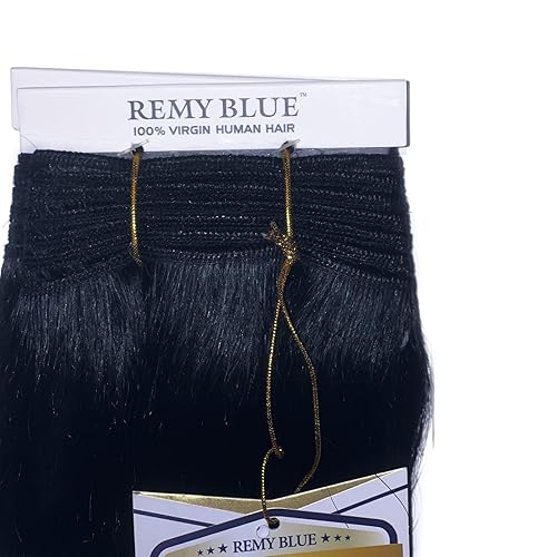 Miniatura 5 de Nuevo Remy Yaky-Remy azul 100% cabello humano virgen tejido - libre de desprendimiento y sin enredos (#1B, paquetes de 12 pulgadas de 2)