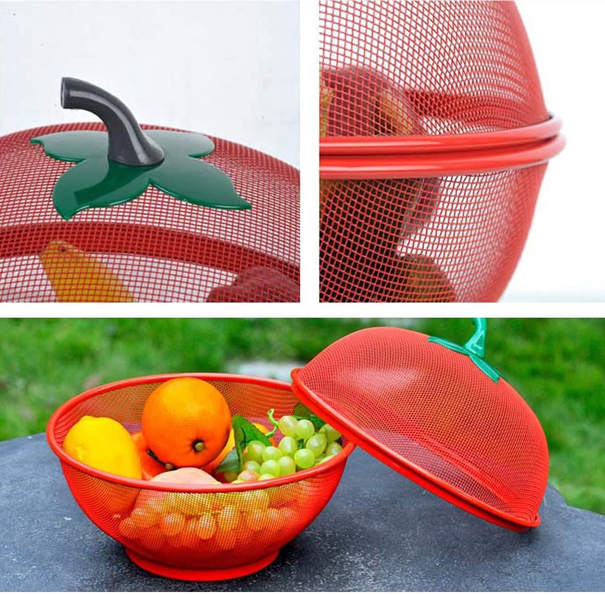 Apple Shape Net Basket For Fruits Vegetables Insect Proof Drain Wash (28Cm, Red), 5 kilogram — Amazon image 2