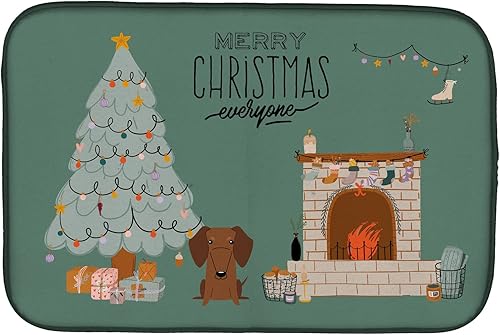 Miniatura 404 de Caroline's Treasures CK7824DDM - Tapete absorbente para secado de platos con diseño de bulldog inglés, rojo y blanco, para encimera de cocina, 14 x