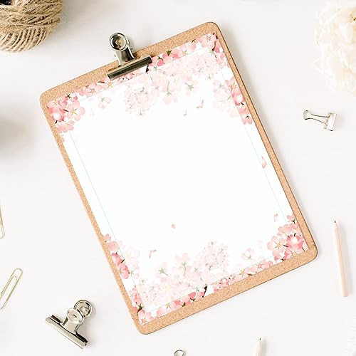 Miniatura 5 de AnyDesign Paquete de 80 papeles de papel de papel de cerezo con membrete floral rosa, estilo primavera, papel de escritura, notas de felicitación