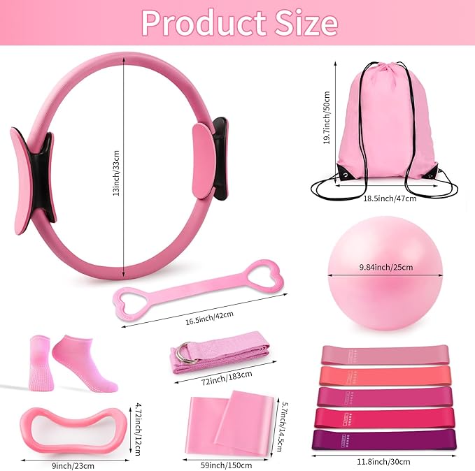 Kit Pilates Hogar Esencial para Mujeres, Anillo, Pelota, Bandas de Resistencia miniatura 8