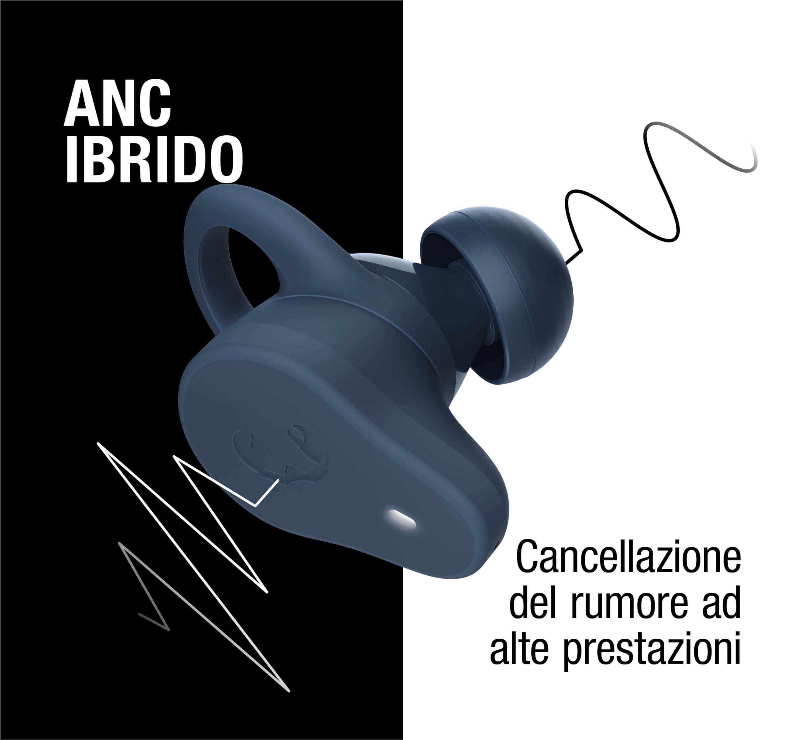 Fresh 'n Rebel Twins Rush, Cuffie Bluetooth Sportive In-Ear con Cancellazione Attiva del Rumore Ibrida, IP57 Polvere e Impermeabile, Microfono Incorporato, Controllo a Pulsante (Steel Blue)