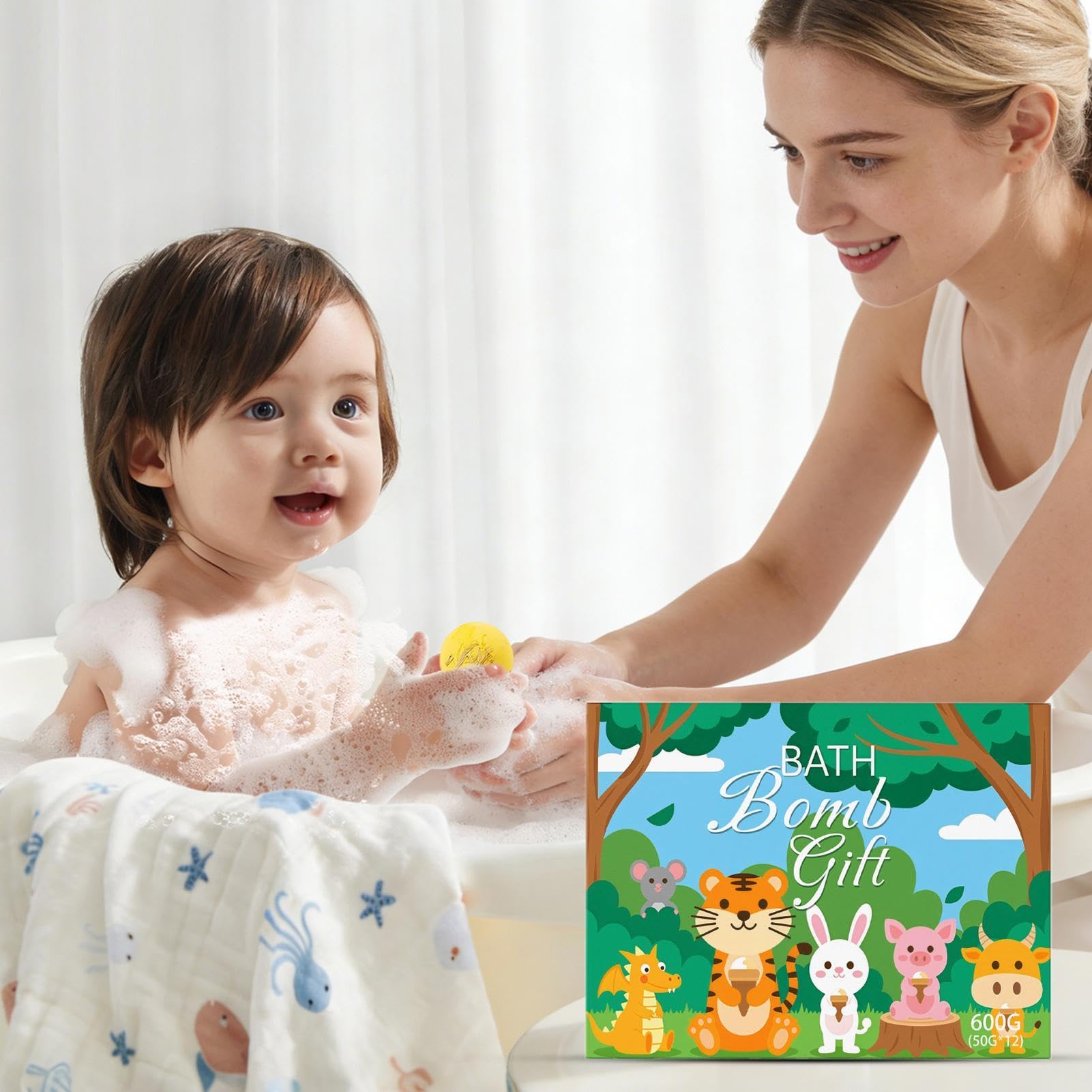 Kit di Bagno con Bombette Effervescenti 12 Pezzi Naturali Delicati Colorati | Set Giocattolo di Bombe Effervescenti per il Bagno per il Relax del Bagno dei Bambini, Regali per Compleanno Festività