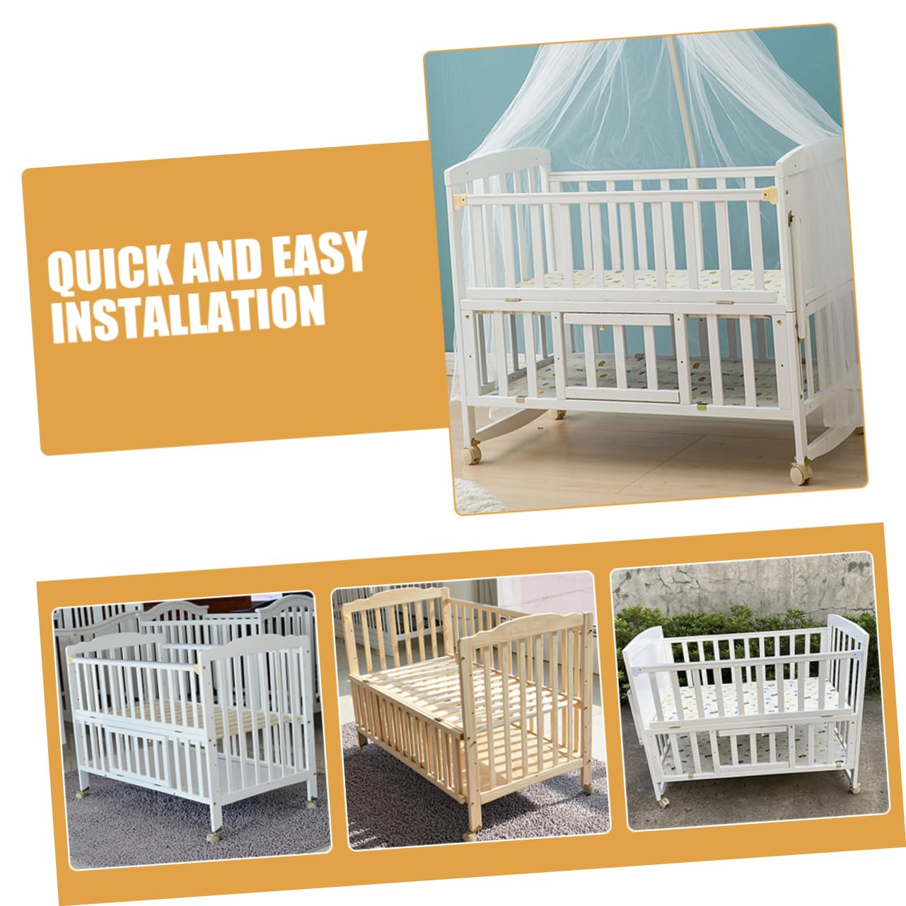 Roulettes Pivotantes Silencieuses Frein en PU Ensemble de 4 et Polyvalentes Installation Facile Accessoires pour Parents pour Lit Bébé