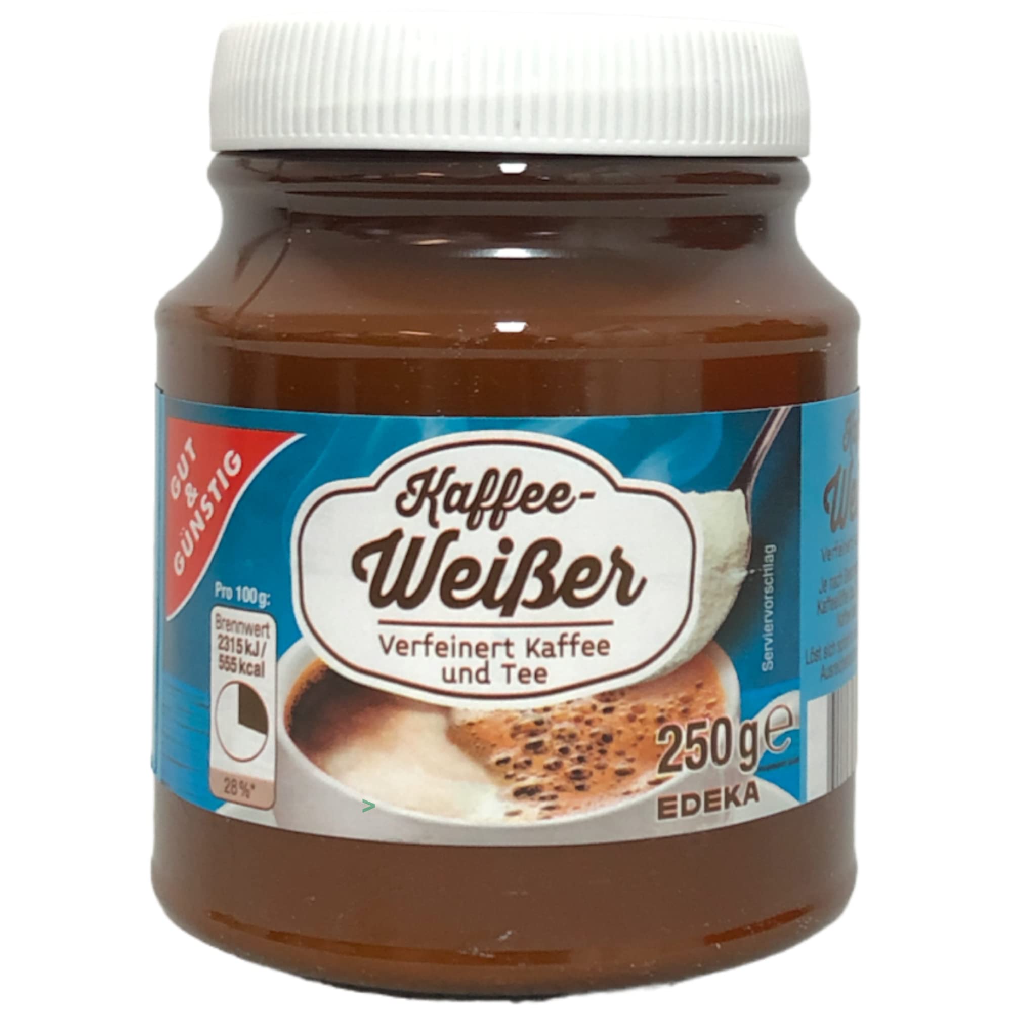 Gut & Günstig Kaffeeweißer verfeinert Kaffee und Tee 12er Pack (12x250g Dose) + usy Block