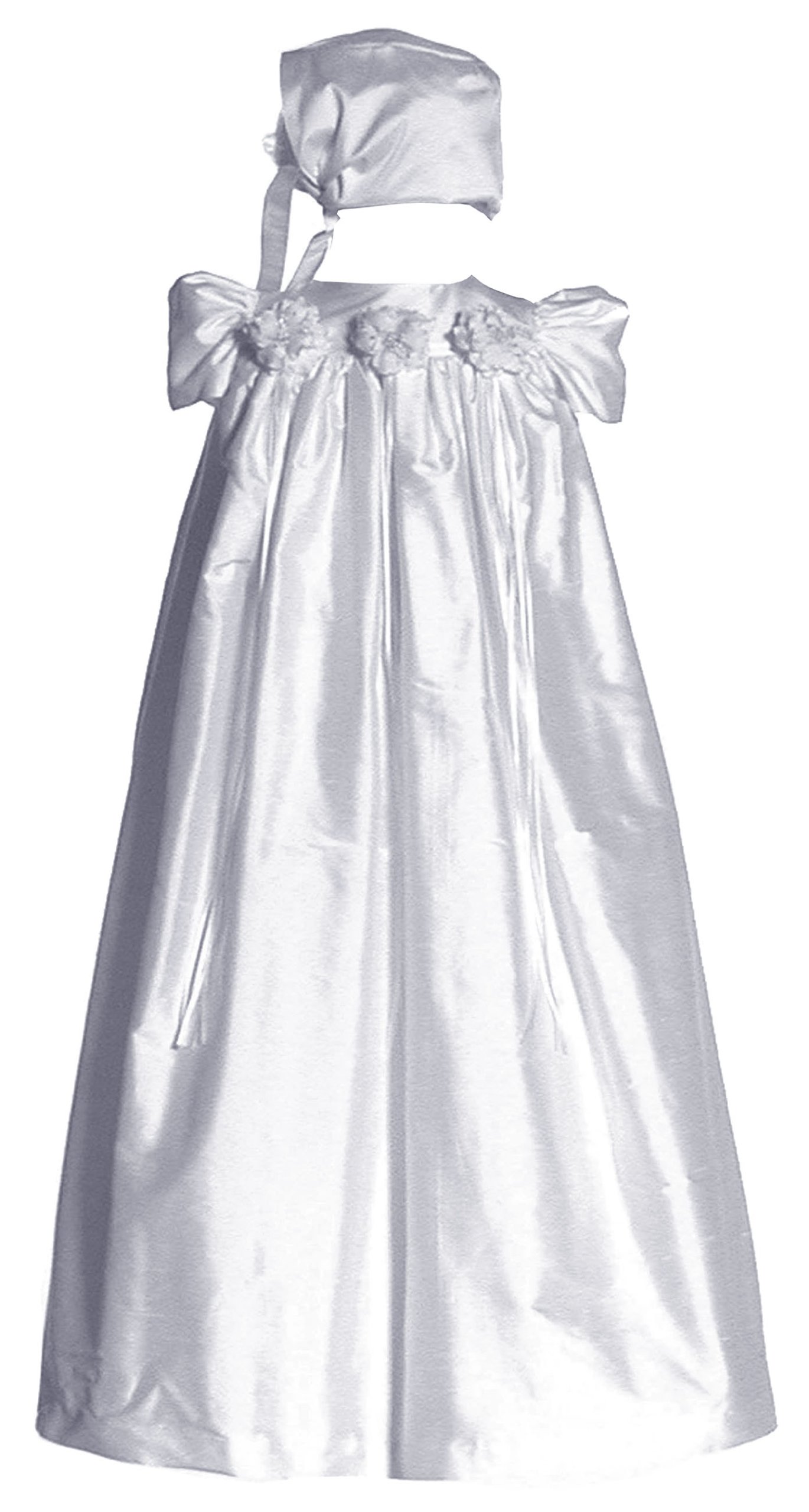 Short Sleeve Silk Dupioni Christening Gown #C34
