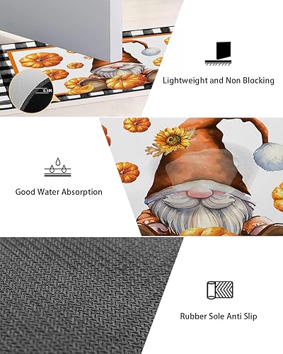 Miniatura 3 de Tapete de baño de gnomos de Acción de Gracias, antideslizante, de secado rápido y absorbente, de tierra de diatomeas, para fregadero de cocina,