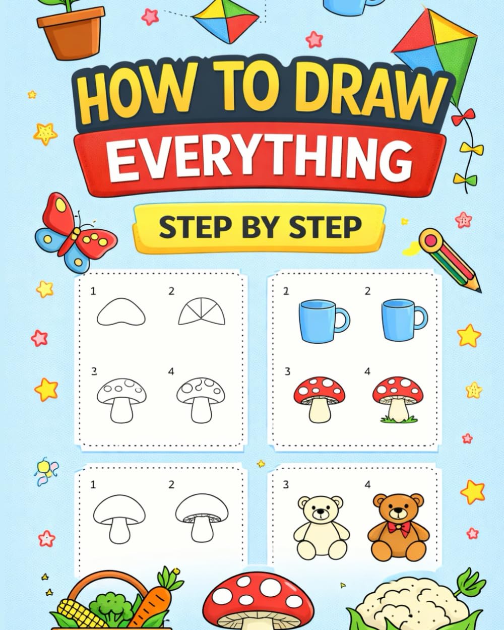 How to Draw Everything: Fun Step-by-Step Drawing for Kids with Cute Animals, Fruits, and Everyday Objects