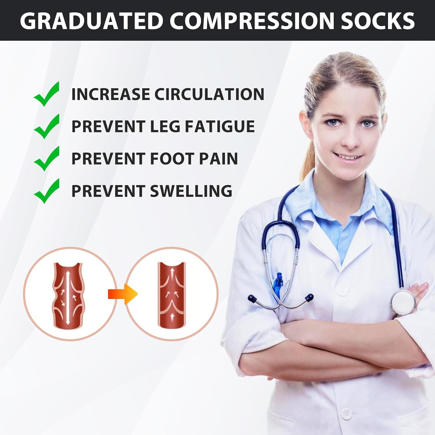 Compression Socks for Women Men Circulation Knee High 8 Pairs for Nurses, Running, Travel, Athletic - Image 4