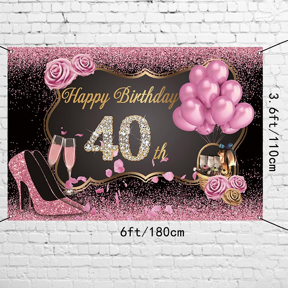 Happy 50th Birthday Banner 6x3.6ft - Pink & Gold Sign For Women's 50th Party Decor, Polyester Backdrop - View #10