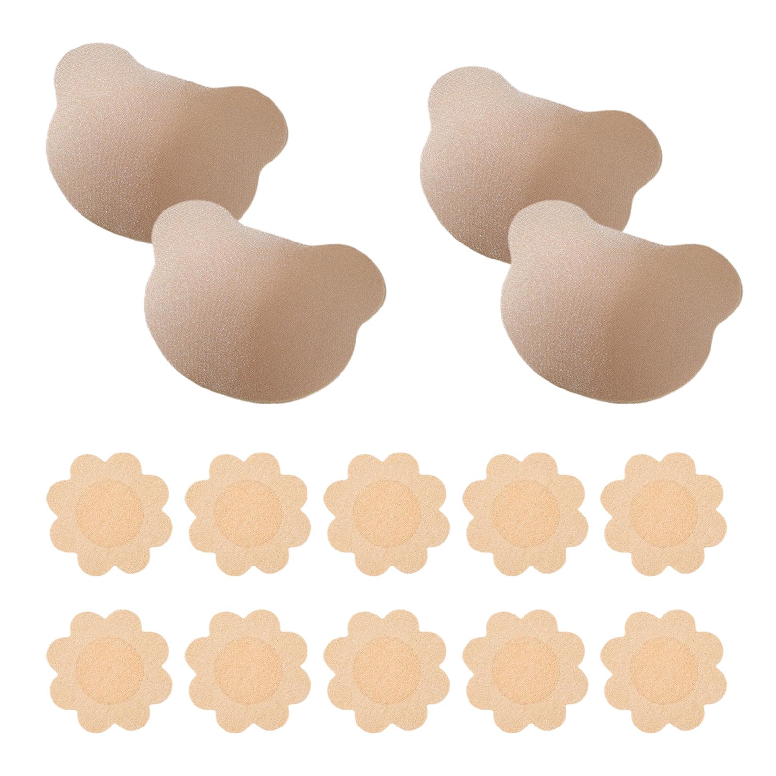 atnayo 7 Pairs Sticky Bra Inserts, Strapless Self Adhesive Sticky Bra Pads for Any Cup Cover Beige
