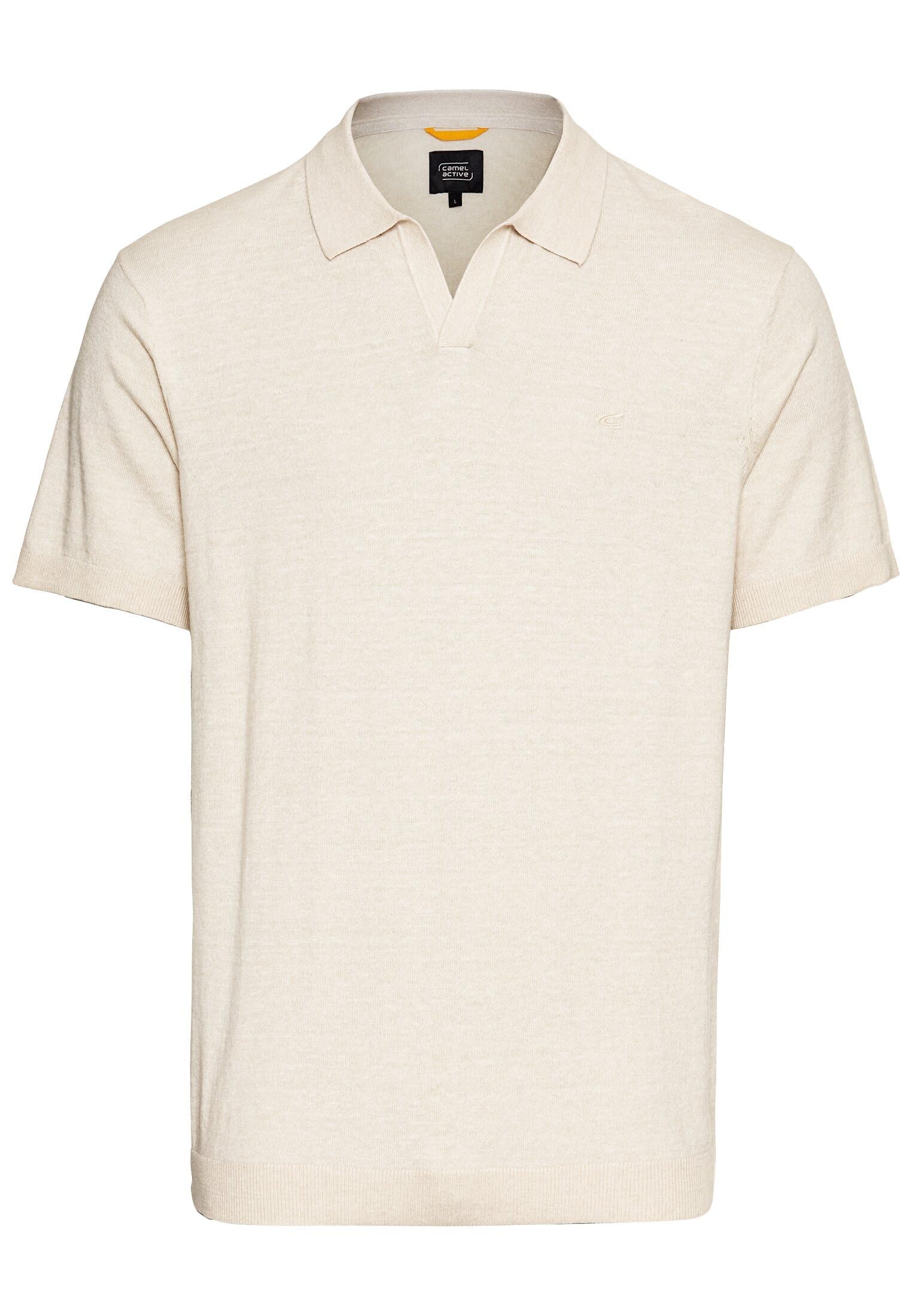 camel active Men's Herren Strick-Poloshirt aus Baumwoll-Leinen-Mix Beige, Menswear-3xl Polo Shirt, 3XL