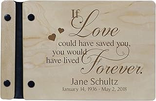 LifeSong Milestones Personalized Funeral Service Guest Book Engraved Wooden Memorial Service Guestbook Celebration of Life Remembrance in Loving Memory Keepsake 9.5x6 (Maple)