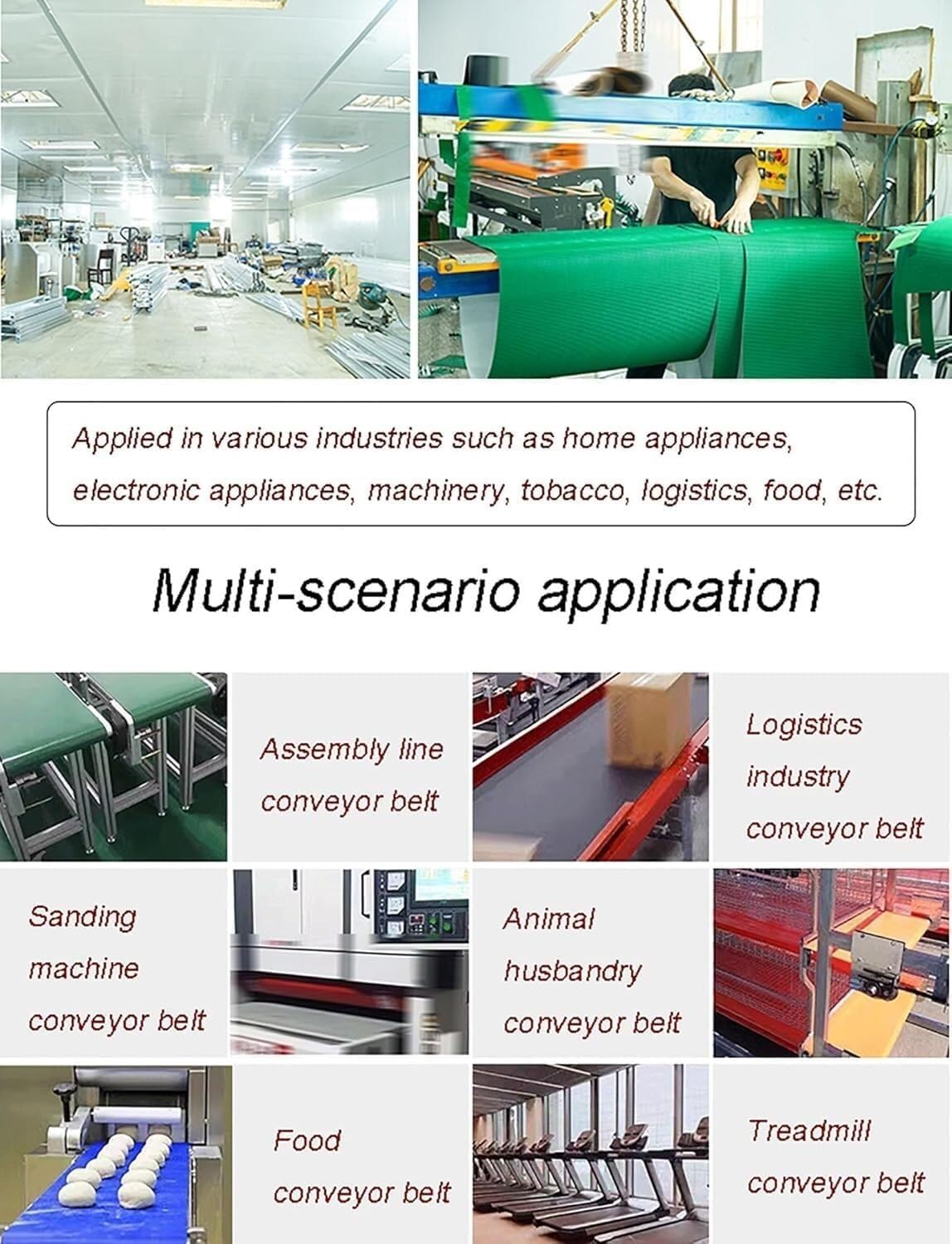 Convoyeur industriel incliné en PVC vert efficace – Manipulation de matériaux robustes (80 x 500 x 0,4 cm) pour une performance et une durabilité optimales