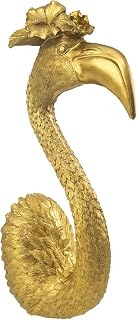 Gold Animal Heads Sculptures Wall Art - Resin Faux Flamingo for Home Wall Decor, Bird Wall Hanging Decoration for Living Room, Bedroom & Kitchen, Unique Gift Idea