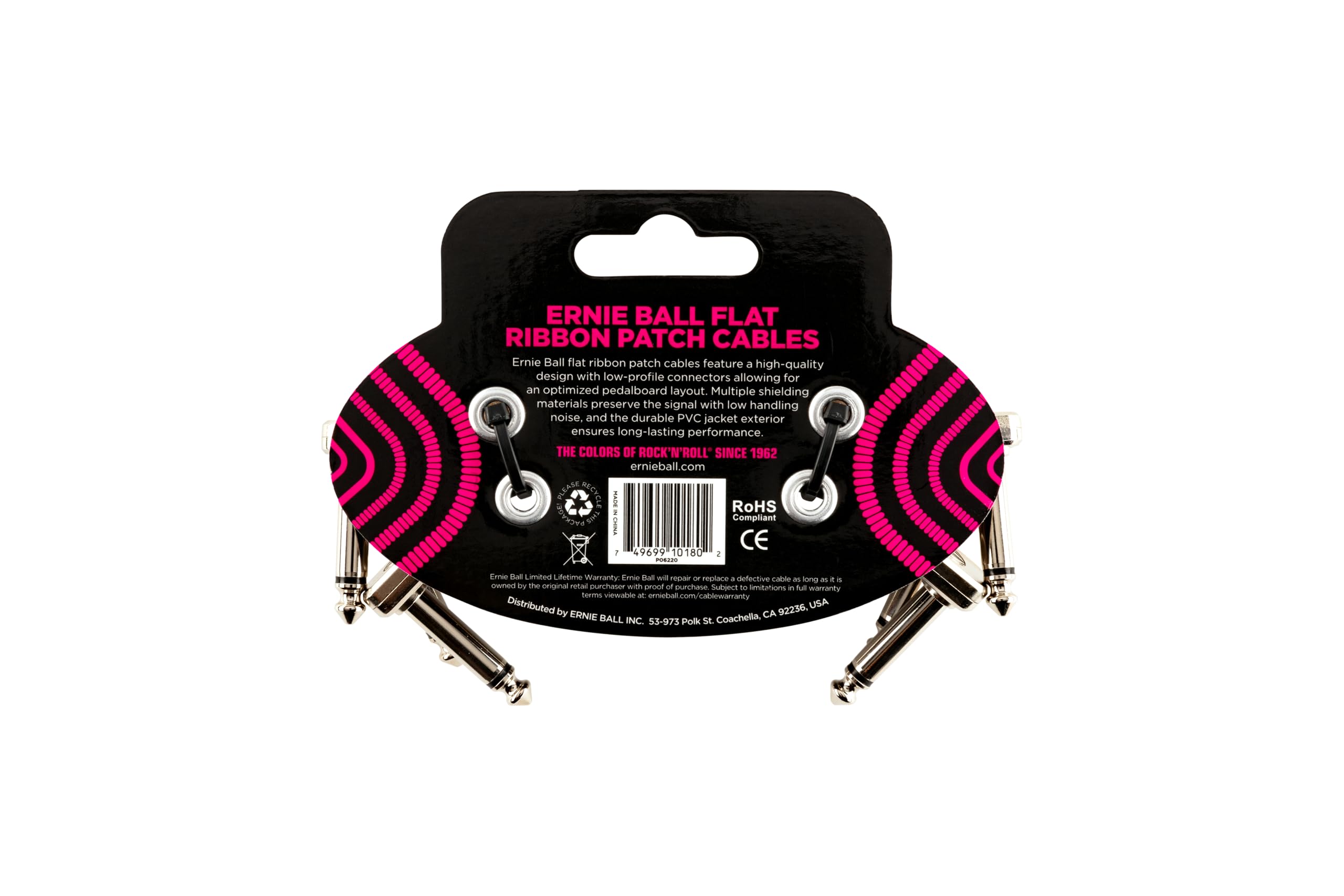 Ernie Ball - Cable de conexión plano para pedales, 7,6 cm, 3 unidades