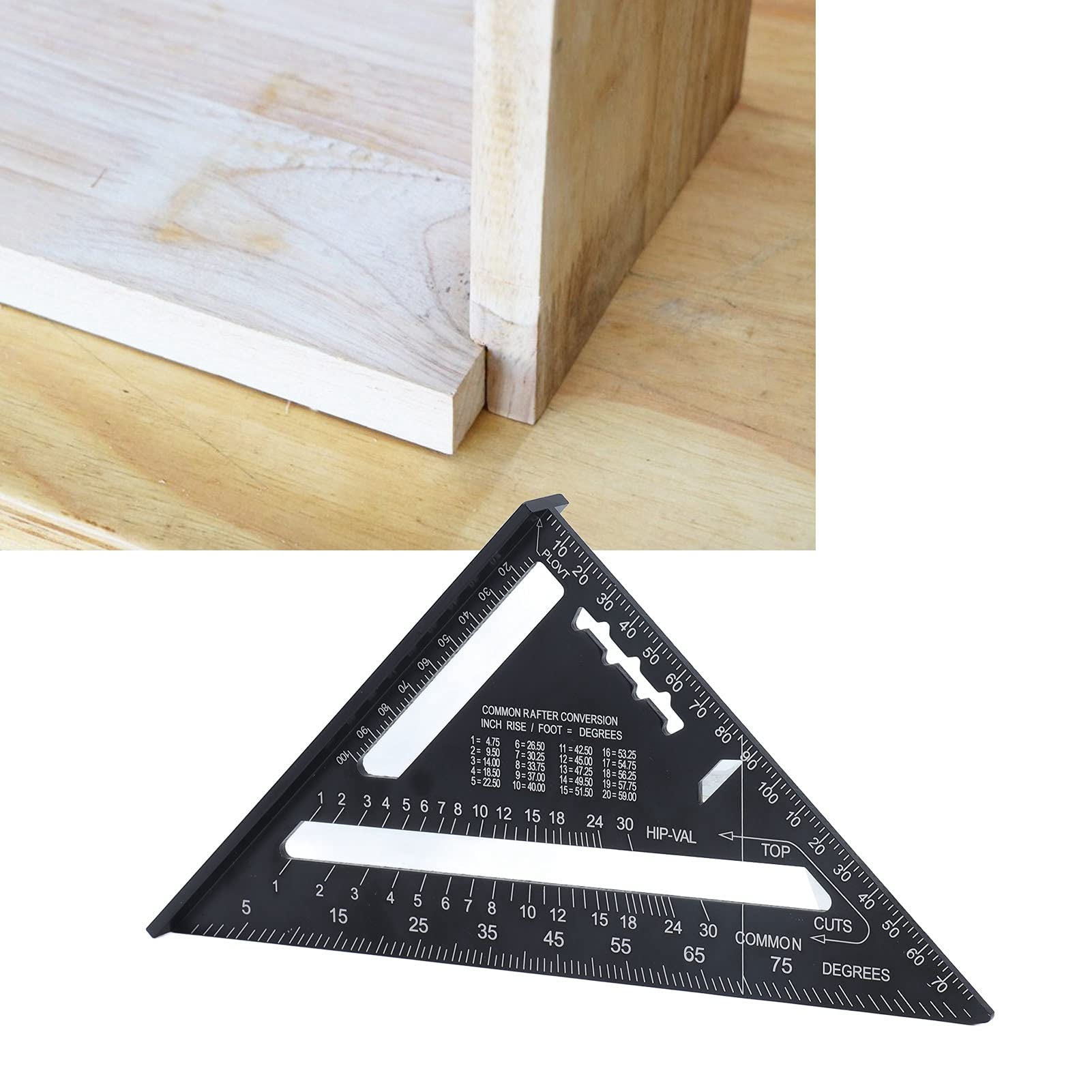 Righello Triangolare, Squadra da Carpentiere Portatile in Alluminio, Squadra da Falegname da 7 Pollici, Strumento di misurazione per la Lavorazione del Legno Fai da Te