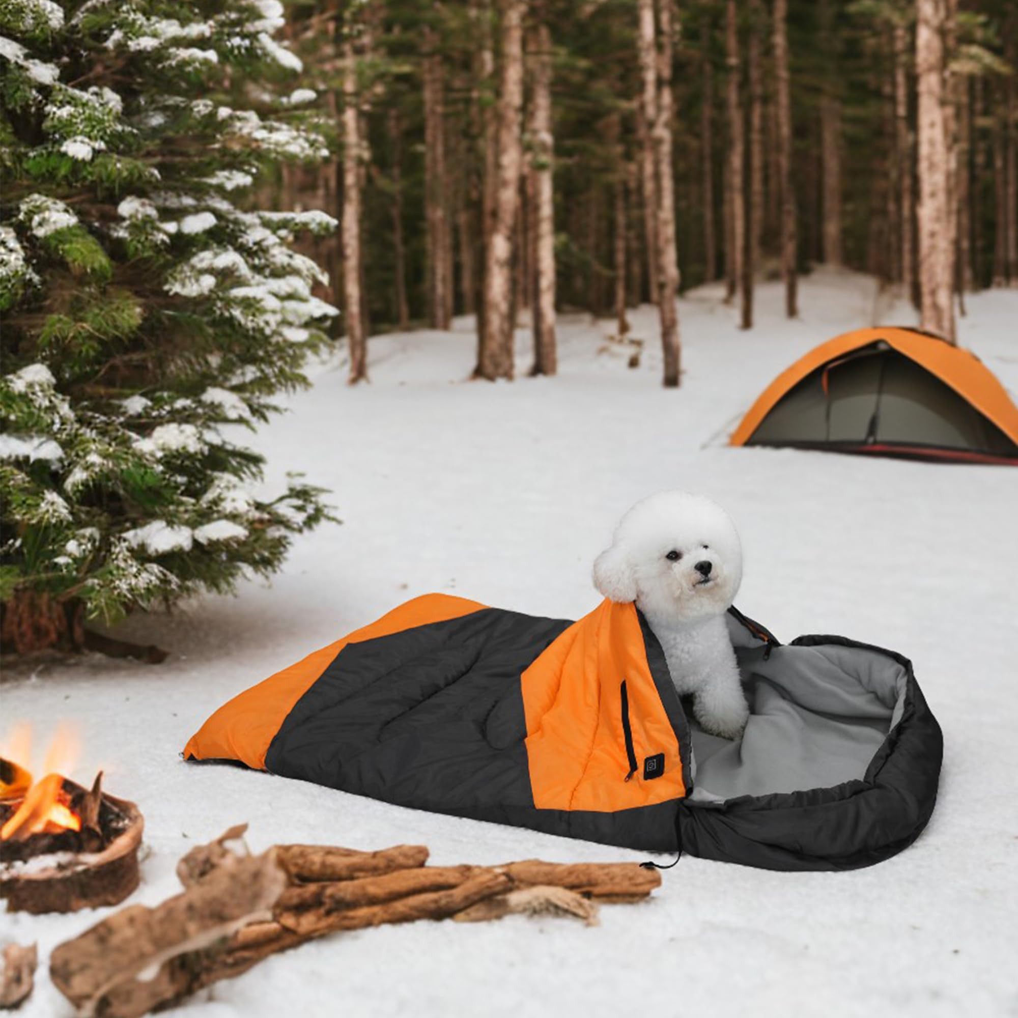 Beheizter Hundeschlafsack, beheizt, wasserdicht, warm, verstaubar, Hundebett-Matte mit Aufbewahrungstasche, für drinnen und draußen, Reisen, Camping, Wandern, Rucksackreisen