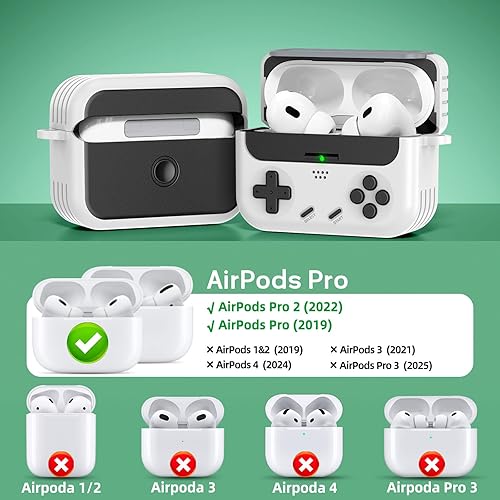 Miniatura 3 de Inesore Funda para Airpods Pro de 2 generación con kit de limpieza, con cerradura para Airpods Pro, funda clásica y divertida para consola de juegos