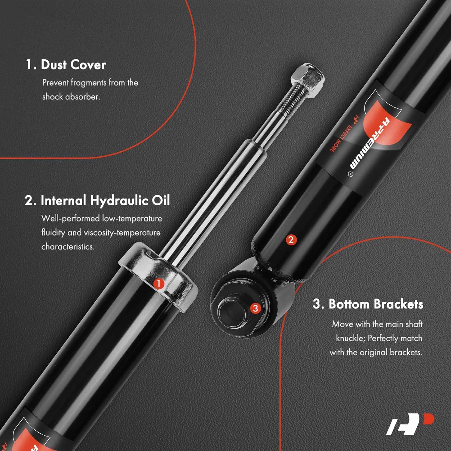 A-Premium Rear Pair (2) Shock Absorber Compatible with BMW 530xi 2006-2007, 535xi 2008, 535i xDrive 2009-2010, Driver and Passenger Side