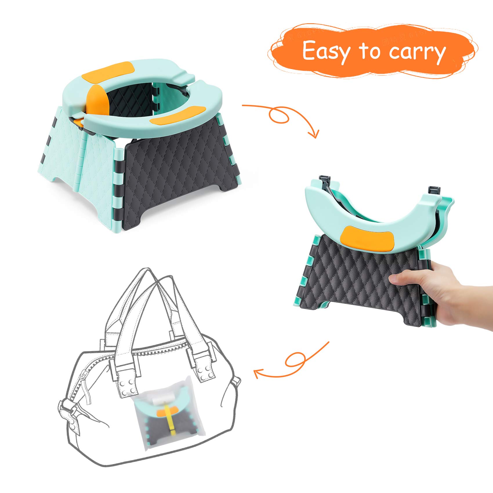 Asiento de inodoro plegable para niños con protección contra salpicaduras para uso en interiores y exteriores, coche, viajes, camping al aire libre