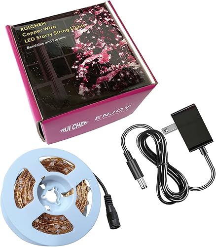 Miniatura 9 de RUICHEN Cadena de luces enchufable, 300 luces LED de 99 pies con carrete, luces de luciérnaga de alambre de cobre impermeable para dormitorio,